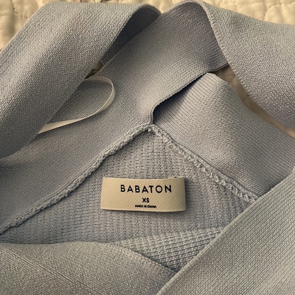 Aritzia Sculpt knit Criss Cross Top (light blue) - Picture 2 of 7